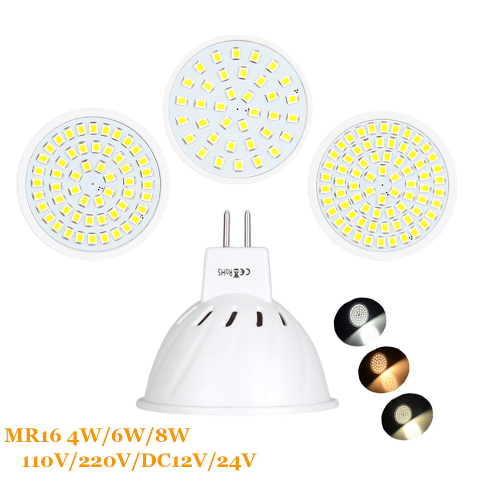4W 6W 8W MR16 2835 SMD LED Bulb Lamp 110V/220V/DC12V/DC24V Home Light Spotlight