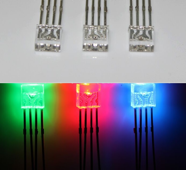2x5x5 RGB 4Pin LED Diode Common Anode/Cathode 255 RGB Square rectangle Superbright LED lot(100 pcs)