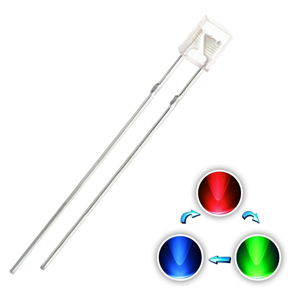 2x3x4 mm Fast/Slow RGB Flash LED Round Water Clear Red Green Blue Rainbow Multi Color Light Emitting Diode lot(100 pcs)