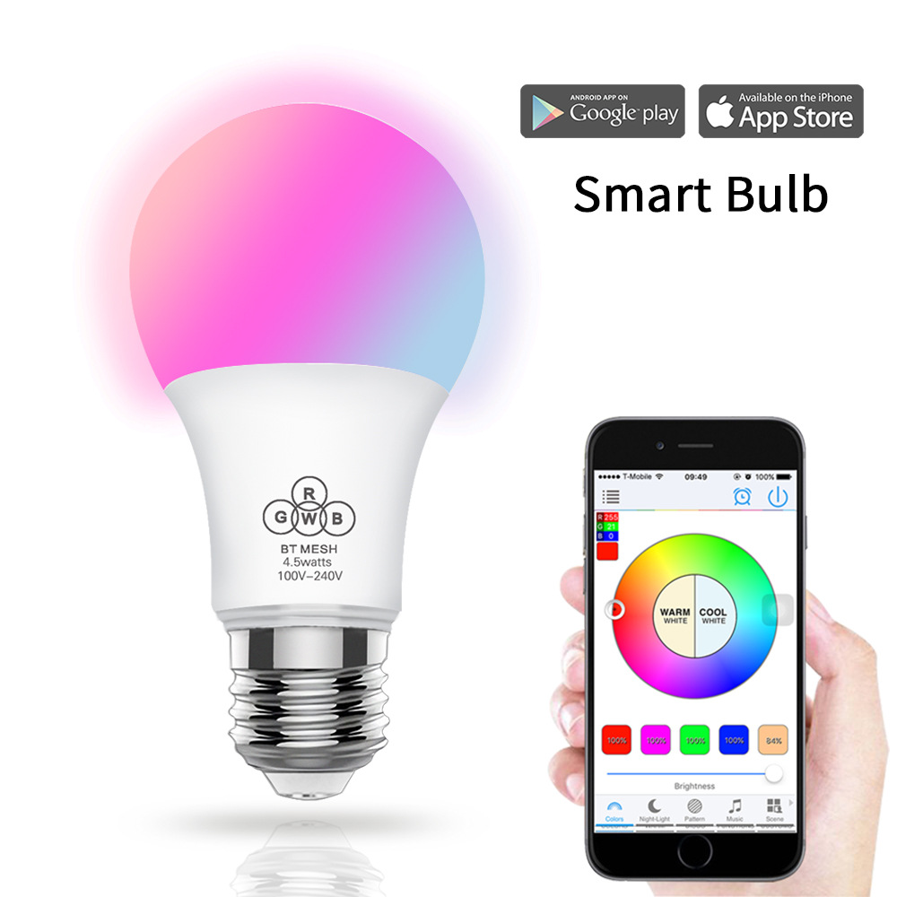 Wireless WiFi Smart LED Bulb E27 RGB Bulb Music/Bluetooth Control