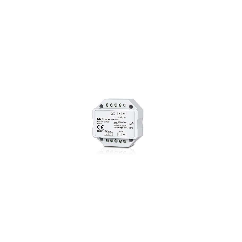 SS-C AC100-240V 3A RF 2.4G Non-dimmable Smart Push Switch with Relay Output for LED Lamp