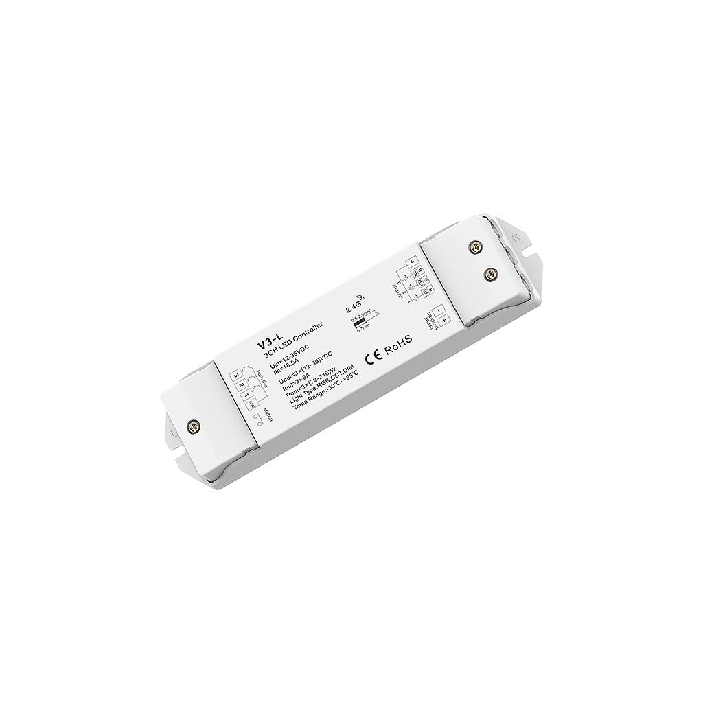 V3-L DC12-36V RF2.4G 3 Channel RGB/Color Temperature/Dimming PWM CV Controller