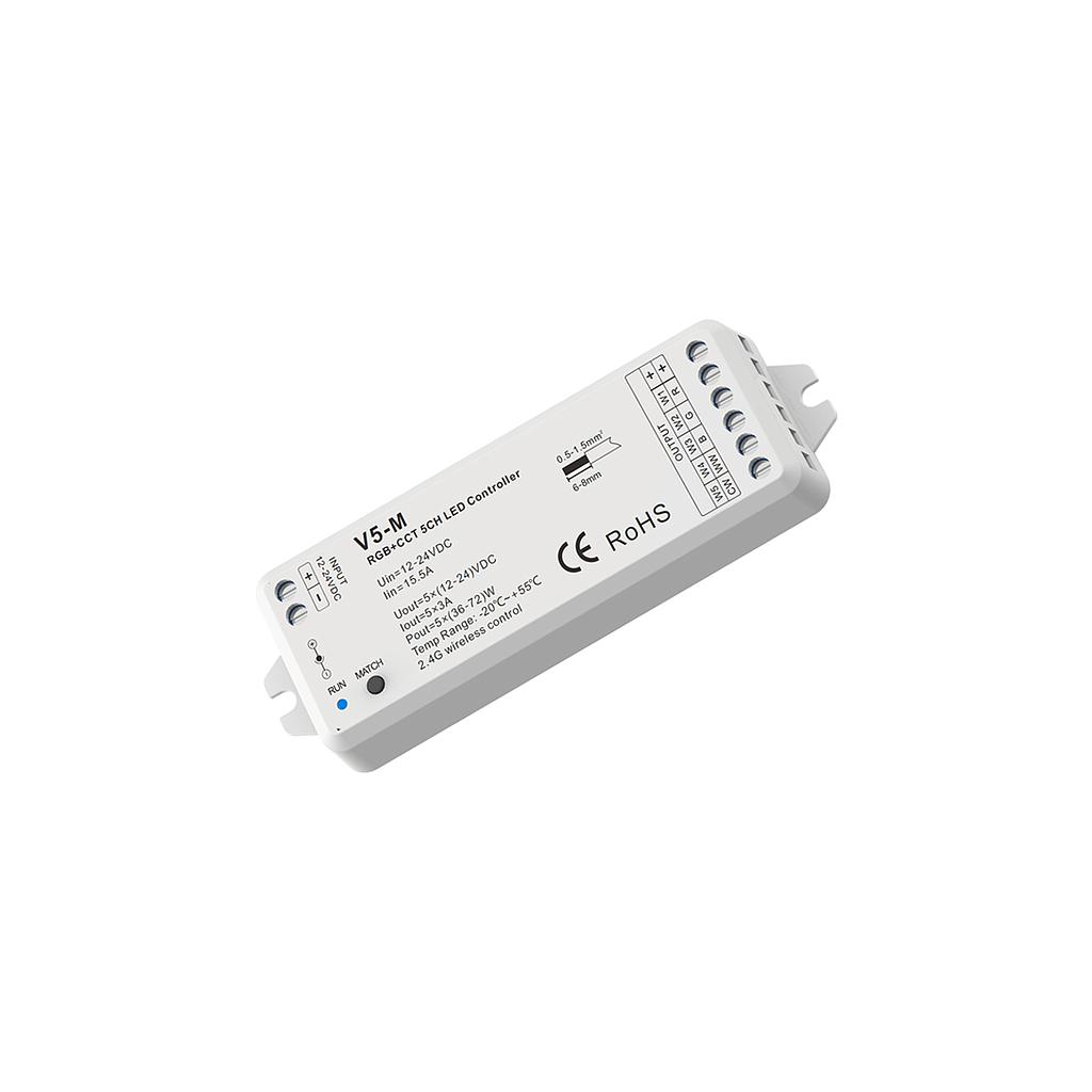 V5-M DC12-24V RF2.4G 5 Channel RGB CCT PWM CV Mini Controller