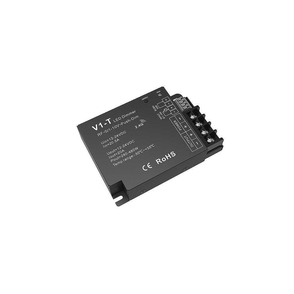 V1-T DC12-24V 1 Channel RF2.4G 0/1-10V Push Dim PWM CV Controller