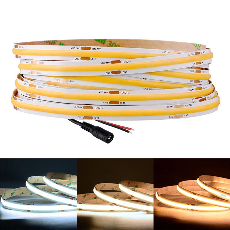 DC12V/24V COB LED Strip Light 320LEDs/m 16.4ft High Density Flexible Tape 3000-6500K RA95