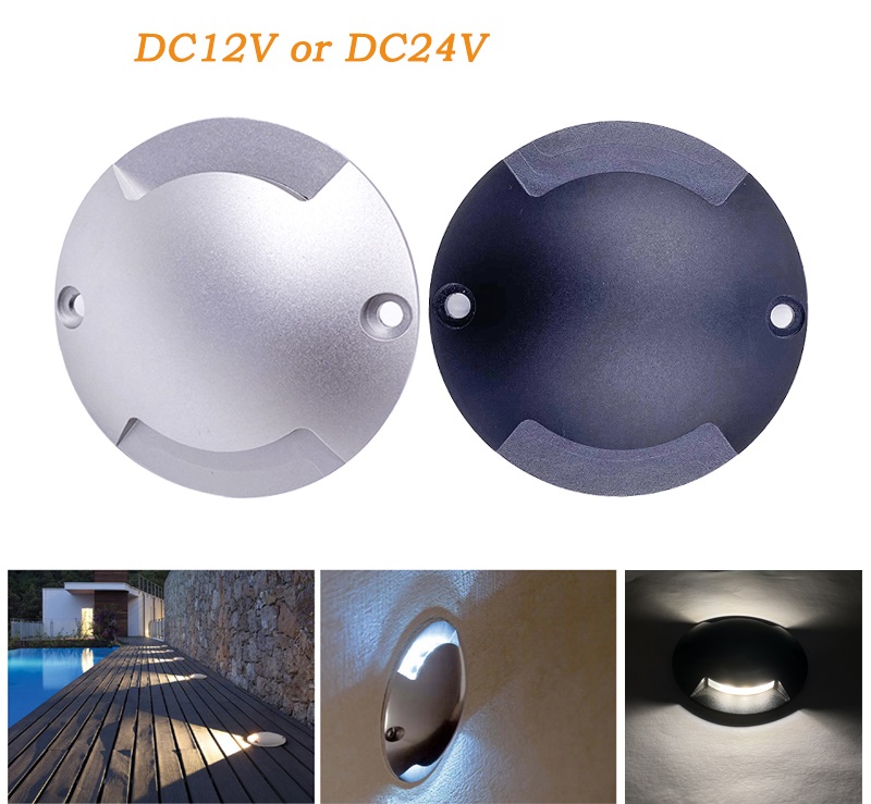 Ultra-thin DC12V 24V Outdoor Waterproof IP67 LED Dimmable Ground Lamp Side Light Garden Villa Steps Pedal Buried Light 1W 2W Spotlight