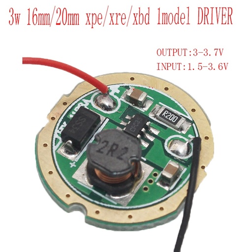 3W 16mm 20mm LED Driver Input DC 1.5-3.7V Output 3-3.7V 600-700mA 1 Mode