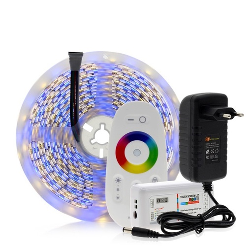 5050 LED Strip RGB / RGBW / RGBWW 5M 300LEDs Neon Tape Light + 2.4 G Remote Controller + DC 12V 3A Power Adapter