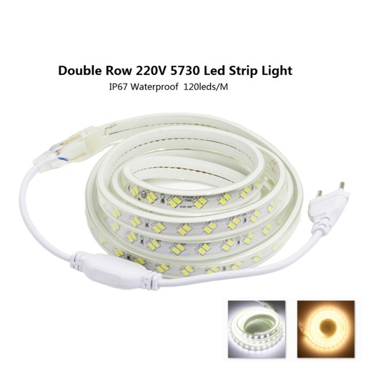 AC 220V 5730 SMD LED Flexible Strip 120LEDs/m Emitting White/Warm White/Blue/Red/Green/Yellow/Pink