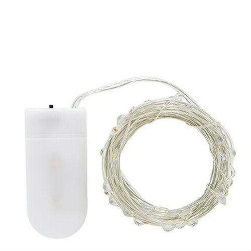 CR2032 Button Battery Powered LED Fairy Light String Silver Wire 1.2M