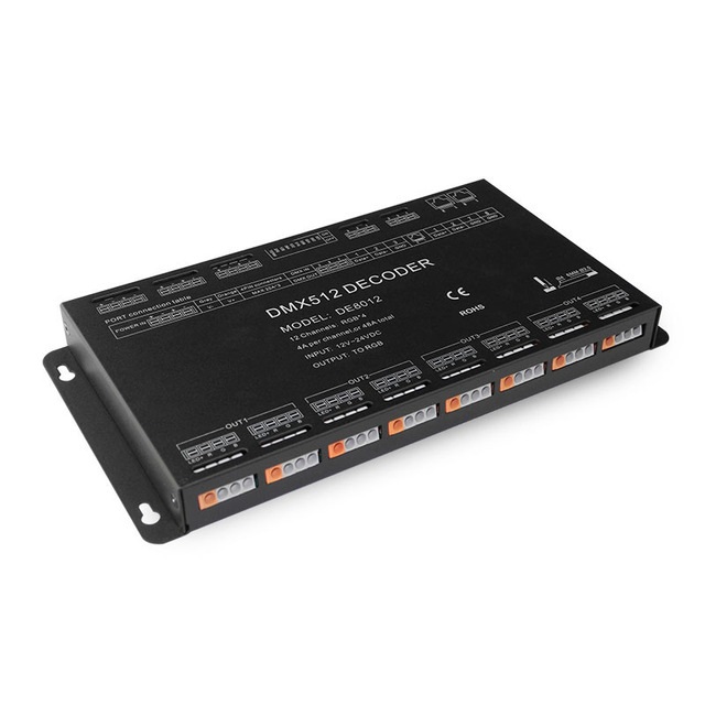 DC12-24V 12CH Multi-Channel RGB DMX512 Decoder for Light Show Project ...