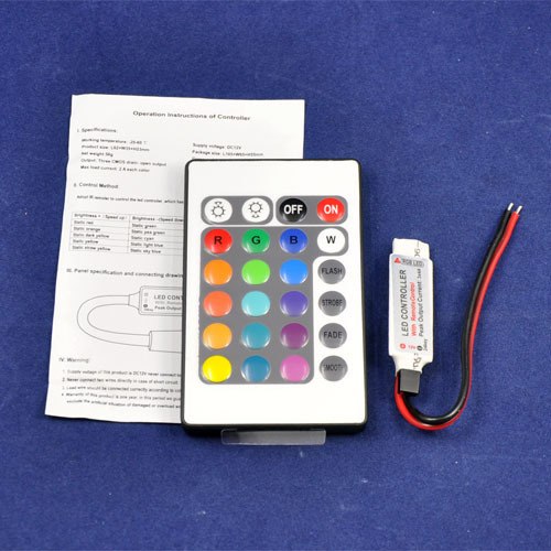 DC12 2A/ Channel Mini LED RGB Controller with 24 Keys IR Remote Control 