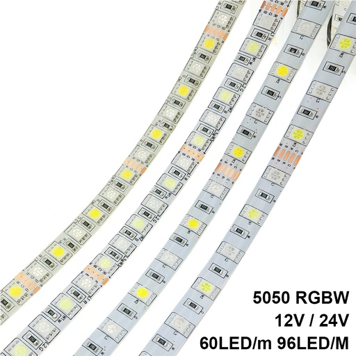 DC 12V/24V 5050 SMD Flexible LED Strip 60LEDs/m 96LEDs/m Emitting RGBW RGB + White / RGB + Warm White