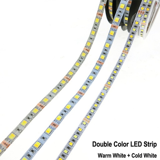 DC12V 5025 SMD Flexible LED Strip 60LEDs/m Emitting Double Color Warm White + Cold White