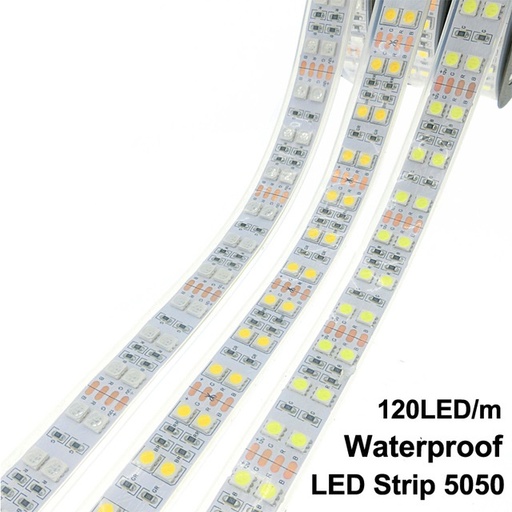 DC 12V 5050 SMD Flexible LED Strip 120LEDs/m Silicone Tube Waterproof Double Row