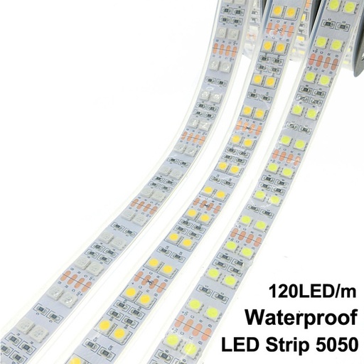 DC 12V 5050 SMD Flexible LED Strip 120LEDs/m Silicone Tube Waterproof Double Row