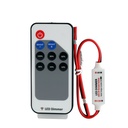 DC5V DC12V DC24V 12A Mini Single Color LED Strip Dimmer Controller with Card Type Remote + Red & Black Connect Line