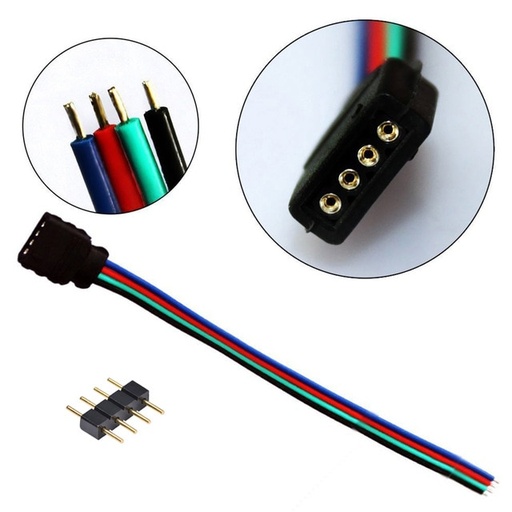 LED RGB Strip Light Connector 4 Pin LED Cable Male Female Adapter Wire for 3528 5050 SMD RGB LED Strip Light