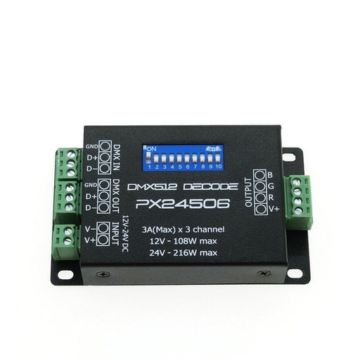 PX24506 DMX Decoder Driver RGB Amplifier Control Controller For LED Light 12-24V DMX Decoder