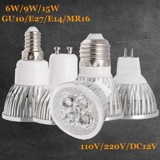 9W 12W 15W E27 GU10 MR16 LED Bulb Lamp 110V/220V/DC12V Home Light Aluminum Spotlight