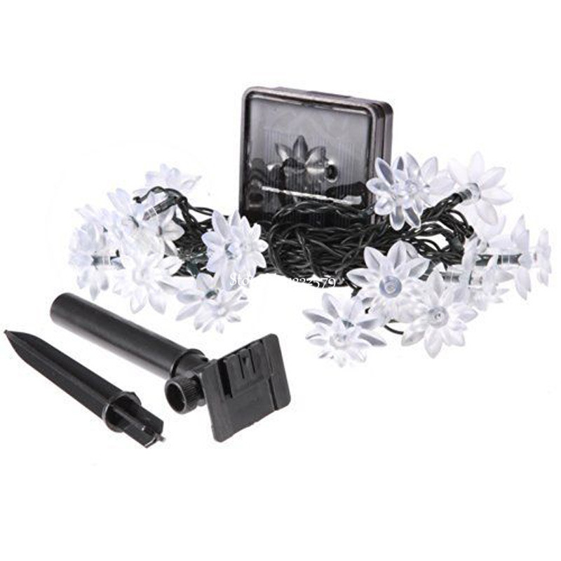 Solar Powered LED Lotus Flower Light String 5M/7M | SatisLED