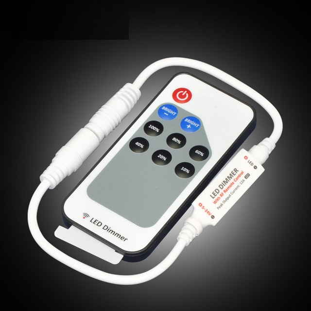Wireless LED Dimmer Controller with RF Remote for Single Color Strip ...