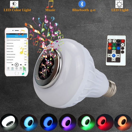 12W E26 E27 Bluetooth Speaker Bulb AC110V/220V Home Light Dimmable LED Bulb Remote Control