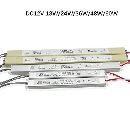 110V-220V to DC12V 18W 24W 36W 48W 60W Ultra-thin Driver Power Supply Adapter Transformer for LED Strip Lights