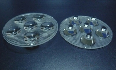 73mm Diameter LED Module Lens 6 LEDs 25° 45° Flat Prism Lens