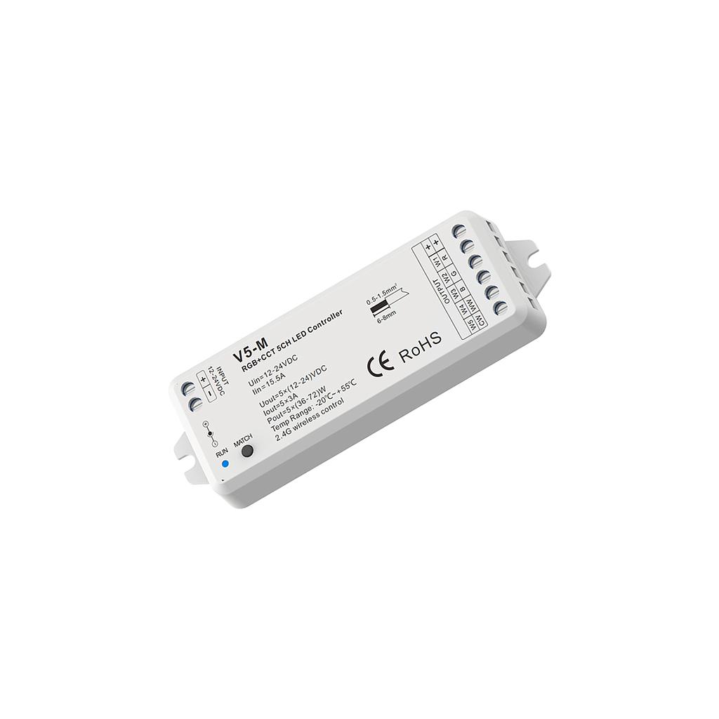 V5-M DC12-24V RF2.4G 5 Channel RGB CCT PWM CV Mini Controller | SatisLED
