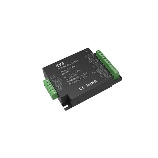 EV5 DC12-24V 5 Channel PWM Constant Voltage RGB/Color Temperature/Dimming Power Repeater