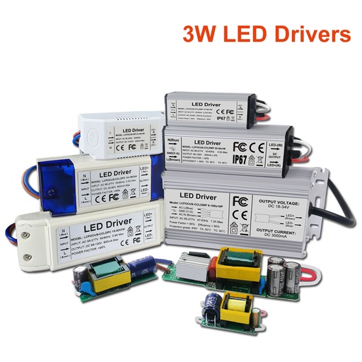 LED Driver for 1-2x3W 3-4x3W 6-10x3W 10-18x3W 18-30x3W Input 85-277V Output 600mA