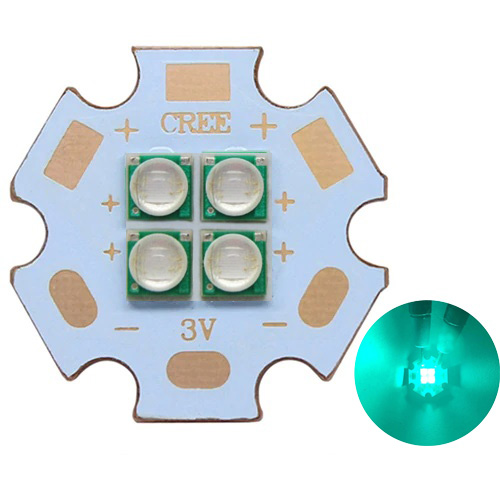 10W-12W 3V/6V/12V Epileds 3535 Cyan Color 490- 495nm 4LEDs Multi-Chip High Power LED Emitter with 20mm Copper PCB